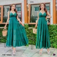ราคา Garden Clothes ชุดเดรส เดรสยาว แขนกุด ผูกสายไหล่ .. สีเขียวเข้ม (1732218727994329791)