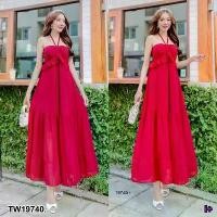 ราคา Garden Clothes ชุดเดรส เดรสยาว เกาะอก แต่งระบายเล็ก .. สีแดง (1732218821288430271)