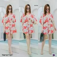 ราคา Garden Clothes ชุดจั๊มสูท JUMPSUIT #สาวอวบ ขาสั้น ทรงกิโมโน ดีเทลจับจีบเอว .. สีแดง (1732225632798739135)