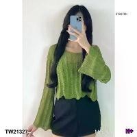 ราคา Garden Clothes เสื้อเชิ้ต & เบลาส์ เสื้อครอปไหมพรมคอกลมแขนยาว .. สีเขียวอ่อน (1732218727216679615)