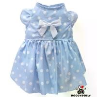 ราคา ✌Pet clothes -Doggydolly เสื้อผ้าแฟชั่น น้องหมาน้องแมว ชุดกระโปรง สีฟ้า ลายจุดขาว ขนาดไซส์ 1-9โล D799☛ (1732142023517635826)