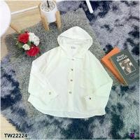 ราคา Garden Clothes เสื้อเชิ้ต & เบลาส์ เสื้อแขนยาว กระดุมหน้า มีหมวกฮู้ดคลุม .. สีขาว (1732218785011108543)