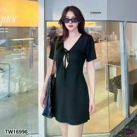 ราคา Garden Clothes ชุดเดรส มินิเดรส แขนสั้น แหวกตรงอก ผุกโบว .. สีดำ (1732225636001352383)