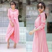 ราคา Garden Clothes ชุดเดรส แม็กซี่เดรสเชิ้ตแขนยาว แต่งกระดุมช่วงหน้ายาว สีชมพูหวาน (1732218726997265087)