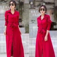 ราคา Garden Clothes ชุดเดรส แม็กซี่เดรสเชิ้ตแขนยาว แต่งกระดุมช่วงหน้ายาว สีแดง (1732225630352018111)