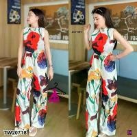 ราคา Garden Clothes ชุดจั๊มสูท จั้มสูทขายาว คอเต่า พิมพ์ลาย สีขาว (1732218740900465343)