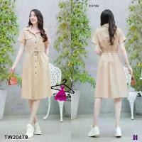 ราคา Garden Clothes ชุดเดรส เดรสแขนสั้น กระดุมหน้า เอวรูดเชือก สีครีม (1732218710392277695)