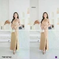 ราคา Garden Clothes ชุดเดรส เดรสราตรียาว แขนกุด ผ่าหน้า .. สีน้ำตาล (1732225630385703615)