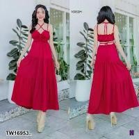 ราคา Garden Clothes ชุดเดรส แม็กซีเดรส สายเดี่ยว กระโปรงแต่งระบาย 3 ชั้น .. สีแดง (1732225589472168639)