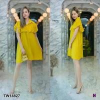 ราคา Garden Clothes ชุดเดรส DRESS #สาวอวบ เดรสคอปกอกแต่งระบาย สีเหลือง (1732218725559798463)