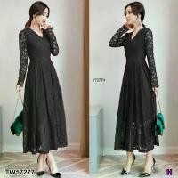 ราคา Garden Clothes ชุดเดรส แม็กซี่เดรสลลูกไม้แขนยาว สีดำ (1732225614572325567)