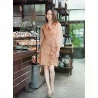 ราคา Garden Clothes ชุดเดรส เดรสปกสูทแต่งระบายย้วยแขนแก้ว สีน้ำตาล (1732225588671711935)