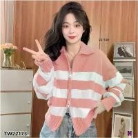ราคา Garden Clothes เสื้อเชิ้ต & เบลาส์ เสื้อคลุมคาดิแกนไหมพรมลายทาง .. สีชมพู (1732218765957302975)