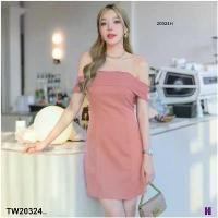 ราคา Garden Clothes ชุดเดรส เดรสทรงไหล่ปาด + กิ๊ฟติดผม .. สีชมพู (1732218741295254207)