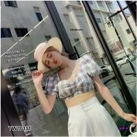 ราคา Garden Clothes ชุดเซ็ท SET เสื้อลายสก็อค แขนตุ๊กตา+กางเกงขายาว สีชมพู (1732218707895814847)