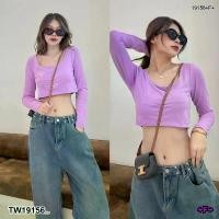 ราคา Garden Clothes เสื้อเชิ้ต & เบลาส์ เสื้อครอป คอเหลี่ยม แขนยาว .. สีม่วง (1732225622726642367)