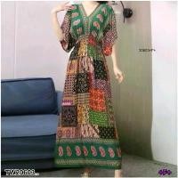 ราคา Garden Clothes ชุดเดรส เดรสยาว กิโมโน เนื้อผ้าสปัน งานพิมพ์ลาย .. สีเขียว (1732218729856010943)