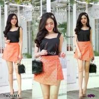ราคา Garden Clothes ชุดเซ็ท SET 2 ชิ้น เสื้อสายใหญ่ + กางเกงกระโปรงลายไทย .. สีส้ม (1732218765798509247)
