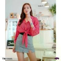 ราคา Garden Clothes เสื้อเชิ้ต & เบลาส์ เสื้อเชิ้ต คอปก แขนยาว ผูกด้านหน้า .. สีบานเย็น (1732218759020251839)