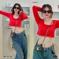 ราคา Garden Clothes เสื้อเชิ้ต & เบลาส์ เสื้อครอป คอเหลี่ยม แขนยาว .. สีแดง (1732225615466236607)