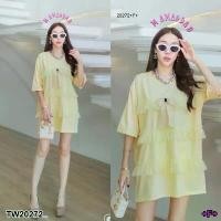 ราคา Garden Clothes ชุดเดรส เดรสสั้น แต่งระบายเป็นชั้นๆ อกติดโบว์ลูกไม้ .. สีเหลือง (1732225634367605439)