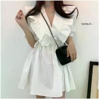 ราคา Garden Clothes ชุดเดรส เดรสสั้นคอวีไขว้ระบาย เอวผูกโฐว์สองข้าง สีขาว (1732218742649621183)