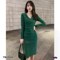 ราคา Garden Clothes ชุดเดรส เดรสคอวีไขว้แขนยาว สีเขียว (1732218710392408767)