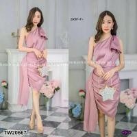 ราคา Garden Clothes ชุดเดรส เดรสไหล่เบี่ยง ซิปข้าง .. TW15209 สีชมพูกะปิ (1732218710543796927)