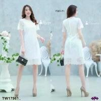 ราคา Garden Clothes ชุดเดรส เดรสลูกไม้แขนสั้นมีซับใน ..TW0431 สีขาว (1732218738008689343)