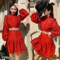 ราคา The Perfect Ladies ชุดเดรส DRESS เดรสสั้นลูกไม้ แขนยาว .. สีแดง (1729912242418256322)