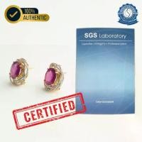ราคา ต่างหูทับทิมล้อมเพชรตัวเรือนทอง Ruby earrings with diamonds พร้อม Certificate ที่รับรองคุณภาพจาก SGS Gem Laboratory (1731213077798029650)