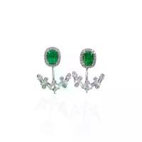 ราคา Axora ต่างหูมรกต พลอยสีเขียว แซมเบีย มรกตธรรมชาติ หรูหรา Zambian emerald jacket earrings (1730048786629233122)