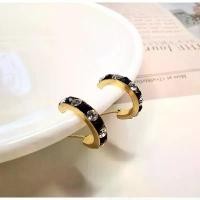 ราคา 01 black and white hoop earrings ต่างหูห่วงสีทองคริสตัลดำ (Aetop.accessories) ขายร้อน (1731566104153719943)
