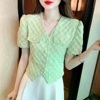 ราคา เสื้อเชิ้ตแขนพัฟ แขนสั้น เสื้อฤดูร้อนของผู้หญิง ดีไซน์ไม่ปกติและสวย สไตล์ฝรั่งเศสเก๋ไก๋ระดับไฮเอนด์ เสื้อสั้น เสื้อ ญาญ่า แขน ตุ๊กตา เสื้อ เชิ้ต ผ้า ฝ้าย เสื้อผ้า ไมโคร ผ (1732089368135698556)