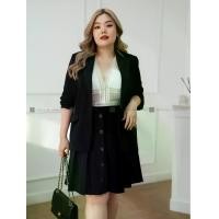 ราคา SSD97 เซตสูทกระโปรงดำกระดุมไม้ เสื้อผ้าพลัสไซส์ Plussize Fashion ชุดคนอ้วน แฟชั่นสาวอวบ (1729905823684659702)