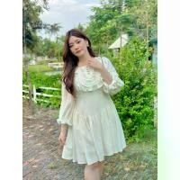 ราคา CA324 : Calorie Fashion มินิเดรสสีขาว ผ้าลินิน (1730325298055186815)