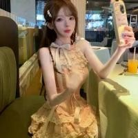 ราคา เซ็ต 2 ชิ้น นักออกแบบเสื้อผ้าสาวหวานใจ สไตล์บอมเบอร์ เสื้อและกระโปรงเชือกแขวนคอลูกไม้ ถ่ายภาพฤดูร้อน lululemon set fashion (1731691551648876152)