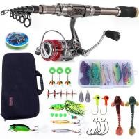 ราคา Sougayilang Fishing Rod and Reel Set Carbon Fiber Telescopic Fishing Rod 12+1BB Spinning Reel with Carry Case for Saltwater Freshwater (1731910589368992914)