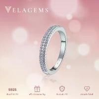 ราคา VelaGems แหวนฝังเพชรโมซาไนท์แถวคู่ครึ่งวง มินิมอลเรียบง่าย | เงินแท้ 92.5% ชุบโรเดียม ไม่คัน ไม่แพ้ Nickel & Lead Free | แถมฟรี Jewelry Gift Set | รับประกัน 1 ปี + บริการล้างทำความสะอาดฟรี! (173167112