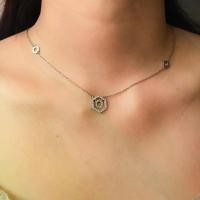 ราคา สร้อยคอเหลี่ยมเพชรแท้ธรรมชาติ ตัวเรือนทำจาก ทองคำขาว (White Gold) 9K (1731935750809093510)