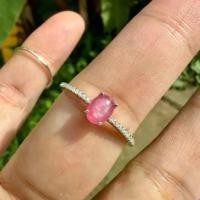 ราคา แหวนทับทิมแท้ ขนาด 5*7 mm. แหวนเงินแท้ 925 ทับทิมปุยสตาร์ ฝังเพชรสวิสCZ ชุบเคลือบWhite Gold (1731443324884583837)