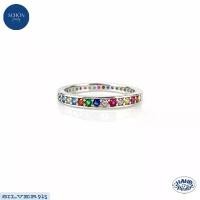 ราคา 3AC-CZ02 แหวนเงินแท้925 ฝังพลอยนพเก้าแฟนซี CUBIC ZIRCONIA(CZ) AAA 1.5mm ชุบเคลือบ White Gold คุณภาพส่งออก (1731985358172817307)