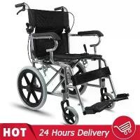 ราคา wheelchair Foldable wheelchair, wheelchair, foldable wheelchair, Folding wheelchair, Solid tire No inflation, orange, lightweight, compact wheelchair, 16-inch wheels, with brakes (1732183730505025545)