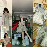 ราคา เดรสเทาระบายเปิดไหล่ ป้ายypy gray dress (1729612359222987290)