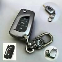 ราคา เคสกุญแจรีโมทรถ Toyota Revo Z Edition 2024 GR Sport กุญแจพับข้าง ไขสตาร์ท (Metallic Gray TPU Key Case) Set (1732148088540727160)