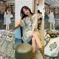 ราคา สินค้าขายดี เดรสลายดอกงานปักดอกไม้ ป้ายypy greyish green embroidery (1732264459109173342)