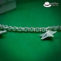 ราคา สร้อยข้อมือเงินแท้ สร้อยห่วงคู่ลายดาว เงิน 925 ยาว 6.5 นิ้ว ไม่ลอก ไม่ดำ ประดับไทย White Hat (1731657075548718801)