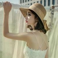 ราคา กลางแจ้ง หมวกฟางติดโบว์ สีพื้น หมวกกันแดดชายหาด หมวกฟางปีกกว้างแฟชั่น สไตล์ผู้หญิง ดีไซน์ทันสมัย hat (1731427564544624021)
