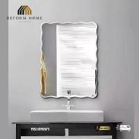 ราคา Reform home กระจกเงาเรียบ แต่งตัว แต่งหน้า กระจกใสติดผนัง กระจกไร้ขอบทรงคลื่นน้ำโค้งมน 45*60 (1732025522525472532)