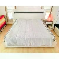 ราคา ที่นอนปิคนิค หรือท๊อปเปอร์ ขนาด 5ฟุต สีเทาปักลายตารางทั้งผืน ยี่ห้อ P.J Inc (Home Design for you) มือสองขายตามสภาพ ที่นิยมมากที่สุด (1731834377674589813)